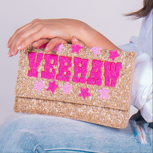 Yeehaw Handmade Beaded Clutch <b>Bag</b> for Star Cowgirl Purse Durable Foldable Western Casual Handbag Party Rodeo <b>Gift</b> Portable - Product Image 5