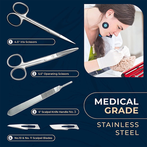 Juego Profesional de 12 Piezas de Instrumentos Quirúrgicos de Acero Inoxidable Alemán, Tijeras, Pinzas y Fórceps para Entrenamiento en Escuelas de Medicina - Product Image 3