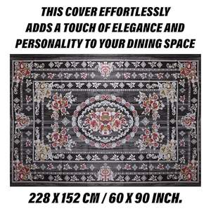 Housse de table à manger pour 6 personnes, nappe de protection pour table à manger, motif fleur de passion, 60x90 pouces, rectangulaire, noir - Product Image 4