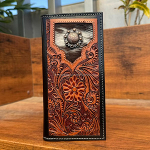 2025 New Arrival Large Capacity Hand <b>Tooled</b> <b>Leather</b> Bifold Long Wallets for Men Vintage Style Cowhide Multi-Card Business Wallet - Product Image 2