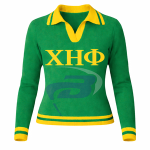 เสื้อสเวตเตอร์ถักสีเขียวลำลองสำหรับผู้หญิงของชมรมชิเอต้าฟีพร้อมลายพิมพ์ตัวอักษร CEP เสื้อสเวตเตอร์ตัวอักษร CEP สามารถปรับแต่งโลโก้ได้ - Product Image 1