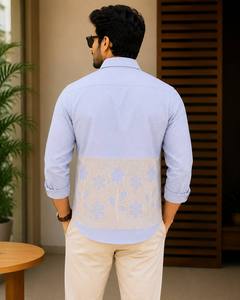 เสื้อเชิ้ตผ้าฝ้ายด็อบบี้ปักลายสำหรับผู้ชาย – แขนยาว สวมใส่สบายๆ - Product Image 4