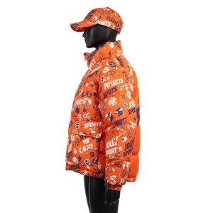 แจ็กเก็ตขนปลาปักเป้าโพลีเอสเตอร์ของผู้หญิงแจ็กเก็ตขนเป็ดผ้าโพลีเอสเตอร์พิมพ์ลายสองดิจิตอลจีเอสเอ็มเสื้อโค้นเทอร์250สำหรับฤดูหนาวสีส้มพิมพ์ซับลิเมชันสำหรับผู้หญิง - Product Image 3