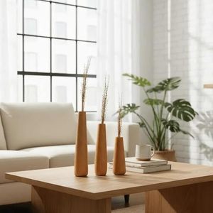 Florero Moderno Minimalista Japandi de Bambú Contemporáneo sin Tallo para Decoración Interior y Centro de Mesa - Product Image 4