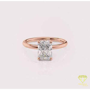 Elegant 925 Sterling Silver Moissanite Diamond Rectangular Cut Ring With Gold Tone Finish For Jewelry Retailers - Product Image 2