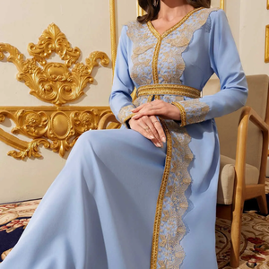 Muslim Maxi Dresses for Women Abaya Jalabiya Lace <b>Kaftan</b> Ramadan Morocco Dubai Sashes Abayas Party Vestidos Saudi Arab Long Robe - Product Image 2