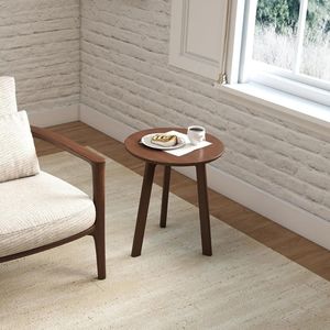 Modern Round Solid Wood Side <b>Table</b> with 3 Legs, Walnut <b>End</b> <b>Table</b> for Living Room, Bedroom, <b>Sofa</b> & Apartment - Product Image 6