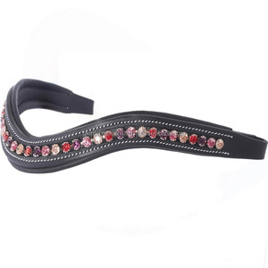 Frontal de cheval en cuir rembourré à canaux vides, incrusté de chaîne de strass multicolores personnalisés pour bride anglaise - Product Image 1