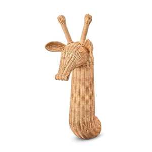 Tête de singe suspendue en rotin, décoration murale amusante pour chambre d'enfant, mobilier pour chambre de bébé, tête d'animal en osier pour la décoration de chambre de tout-petit - Product Image 4