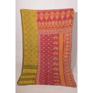 Colcha Kantha Gudri de Algodón Hecha a Mano, Reversible, Vintage, Manta India, Decoración para el Hogar - Product Image 1