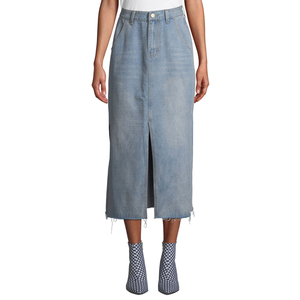 Jeans Factory Custom Direct Plain Split Long Pencil Denim Skirt for Women - Product Image 1