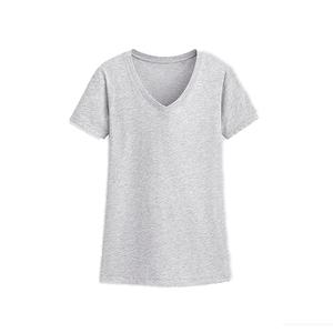Camiseta de cuello en V ecológica de talla grande para mujer de alta calidad con logotipo personalizado de diamantes ropa informal de tela pesada de 200g - Product Image 1