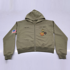 Sweat à capuche zippé pour homme, personnalisé, avec logo imprimé et brodé, en tissu éponge 100% coton de haute qualité, vente en gros. - Product Image 1