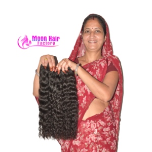 Mèches de cheveux humains indiens Remy bouclés à pointe émoussée, à boucles définies, volume complet pour coiffures à coudre - Product Image 1