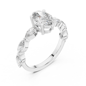 Bague en diamant de laboratoire de qualité supérieure, taille ovale et marquise, bijoux de mariage élégants pour femmes, fournisseur OEM en gros - Product Image 3