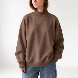 Sweat-shirt en molleton à col montant surdimensionné pour femmes, tissu brossé de qualité supérieure, toucher doux et confortable, fabrication sur mesure - Product Image 1