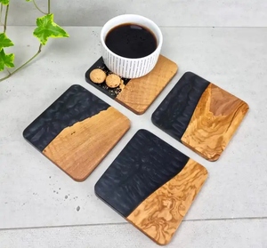 Luxury Handmade Wooden & Epoxy Resin <b>Coasters</b> Set Waterproof Heat Resistant <b>Drink</b> <b>Coasters</b> for Home Bar Hotel Decor - Product Image 4