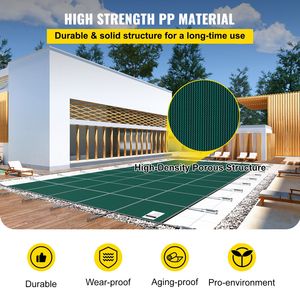 Copertura di Sicurezza Verde in Rete di PC Solido per Piscina Interrata Rettangolare 16x30ft per la Sicurezza Invernale della Piscina - Product Image 3