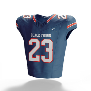 Maillots de football américain personnalisés de haute qualité à manches courtes, imprimés par sublimation, avec écussons en twill, uniformes d'équipe OEM respirants - Product Image 1