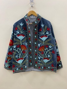 Handmade Suzani Velvet Jacket for Women Ethnic Floral <b>Winter</b> Outerwear Boho Short <b>Coat</b> Elegant Festival Wear Gift for Wife - Product Image 3