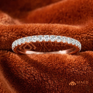 Anillo clásico de circonita brillante, anillo de eternidad de oro rosa, anillo minimalista para mujer, regalo de joyería fina - Product Image 2