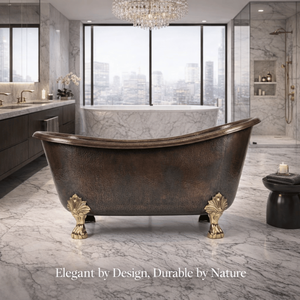 Bañera de Cobre Premium para Baño Profundo con Forma Redondeada y Acabado Liso |   Bañera de Hidromasaje Independiente de Lujo para Espacios de Baño Contemporáneos - Product Image 2