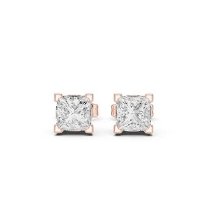 Pendientes de Diamantes Cultivados en Laboratorio con Corte Princesa de 0.85CTW, Oro Amarillo de 9K, 4 Puntas, Joyería Fina al por Mayor OEM - Product Image 5
