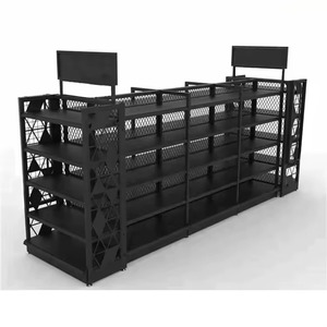 Étagères de présentation pour mini-supermarchés, multi-niveaux, avec panneau arrière en maille métallique - Product Image 1