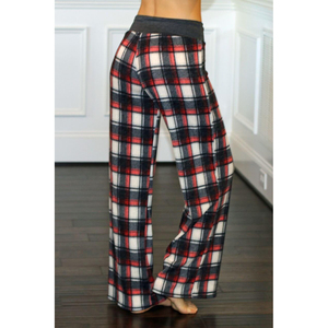 Women's Red Plaid Flannel Lounge Pants Soft Comfortable Breathable Plus Size <b>Summer</b> <b>Pajamas</b> Elastic Waist Closure 100% Cotton - Product Image 4