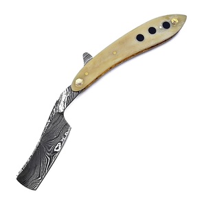 High Quality Damascus Steel <b>Bone</b> <b>Handle</b> Folding Razor Handmade Outdoor Grooming Traveling OEM Pakistan - Product Image 4