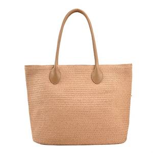 Bolso Tote de Paja Tejido a Mano, Bolso de Playa de Verano con Asas de Cuero, Ecológico, Gran Capacidad, Bolso de Mano para Mujer, Venta al Por Mayor - Product Image 5