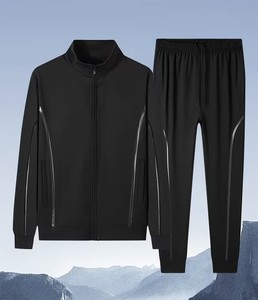 Men's Premium Sports Tracksuit Set Stand Collar <b>Zip</b> <b>Up</b> <b>Jacket</b> Jogger Pants Breathable Athletic Gym Running Training Suit - Product Image 1