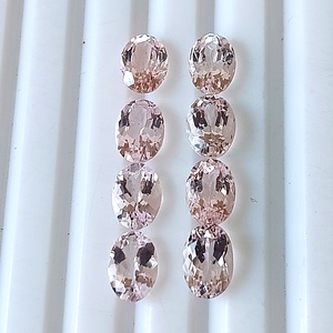 พลอยมอร์แกไนต์สีชมพูธรรมชาติจากโมซัมบิก ชุด 8 เม็ด น้ำหนัก 6.25 กะรัต สีพาสเทล ขนาด 7x5 มม. - Product Image 1