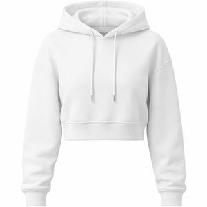 Bulk Order Custom <b>White</b> Cropped <b>Hoodie</b> - Premium Quality OEM Manufacturer Wholesale <b>for</b> <b>Women</b> - Product Image 1
