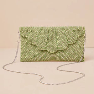 Elegante Bolso de Mano Tipo Clutch con Cuentas Rojas para Mujer, Bolso de Mano Tipo Clutch con Bordado de Cuentas para Mujer - Product Image 1