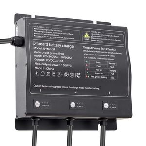 Caricabatterie Intelligente Marino IP68 Impermeabile a 3 Banchi 10A 12V per Batterie agli Ioni di Litio per Imbarcazioni - Product Image 4