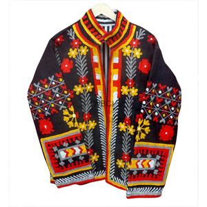 Veste d'extérieur respirante en coton à rayures florales pour femme, en velours côtelé brodé indien éco-responsable, avec doublure en coton, idéale pour l'automne – Vente en gros - Product Image 3