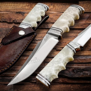 Cuchillo de Caza y Camping de 10 Pulgadas, Hecho a Mano, con Punta Clip, Mango de Resina Perlada, Acero D2 58-60HRC, Cuchillo EDC Utilitario OEM, el Mejor Regalo - Product Image 1