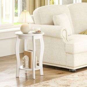 Tavolino rotondo a 2 livelli da 15 pollici con ripiano portaoggetti per l'arredamento del soggiorno - Product Image 1