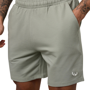 Pantalones Cortos Deportivos para Hombre, Color Verde Salvia, Mezcla de Algodón, Cintura Elástica, Ropa Deportiva Informal para Gimnasio, Entrenamiento, Fitness - Product Image 1