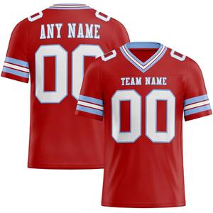 Custom Navy Pink American Football Jersey V-Neck Short Sleeve Sublimated Print Front Team <b>Name</b> Number Breathable Mesh Moisture - Product Image 5