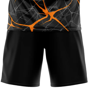Tenue de football noire, grise et orange pour hommes – Ensemble maillot et short de football par sublimation, respirant, pour entraînement et matchs d'équipe - Product Image 6