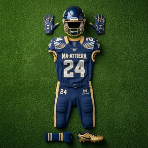 Ensemble de maillot et pantalon de football américain personnalisé bleu marine et or, uniforme d'équipe rembourré, fabricant de vêtements de sport en gros - Product Image 6