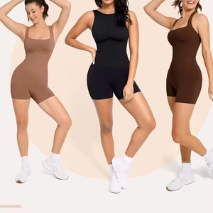 Mono sin mangas de cintura alta para mujer, color liso, control de abdomen, moldeador, ajuste ceñido, para todas las estaciones, ropa de gimnasio - Product Image 4