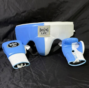 No Boxing No Life Premium Quality Cowhide Leather <b>Laced</b> MMA Gloves Training Boxing Kit with Head & Groin Guards Customizable - Product Image 3