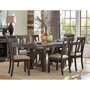 Tavolo da Pranzo in Legno Massello di Gomma con Prolunga a Farfalla, Finitura Marrone, Stile Rustico, Arredamento di Qualità - Product Image 4