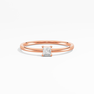 Anillo de Compromiso Solitario con Moissanita Corte Princesa de 0.10 Ctw, Plata de Ley 925, Chapado en Oro de 14K/18K, Certificado por Terceros - Product Image 6