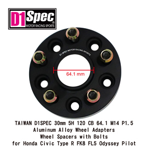 TAIWAN D1SPEC 30mm 5H 120 CB 64.1 M14 P1.5 Aluminum Alloy Wheel Adapters Wheel <b>Spacers</b> with Bolts for Honda Civic Type R FK8 FL5 - Product Image 2