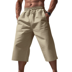Pantalon en lin pour homme, pantalon de sport ample d'été, pantalon capri décontracté pour homme - Product Image 6