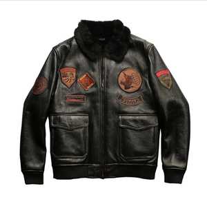 Veste en cuir véritable pour homme Tedwanis, doublure en polyester, coupe-vent, style motard, manteau d'hiver, coupe classique, broderie noire, haute qualité - Product Image 3